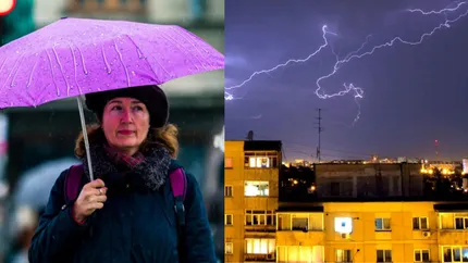 ANM, avertizare imediată: Cod galben de ploi, grindină și descărcări electrice în patru județe